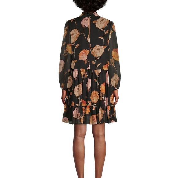 Gabby Skye Floral Mockneck Trapeze Dress - Picture 2 of 3